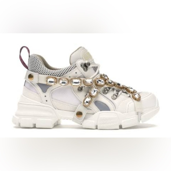 Gucci Flashtrek Sega Ivory Removable Crystal Sneakers Size 35 EU 5 US Y2K